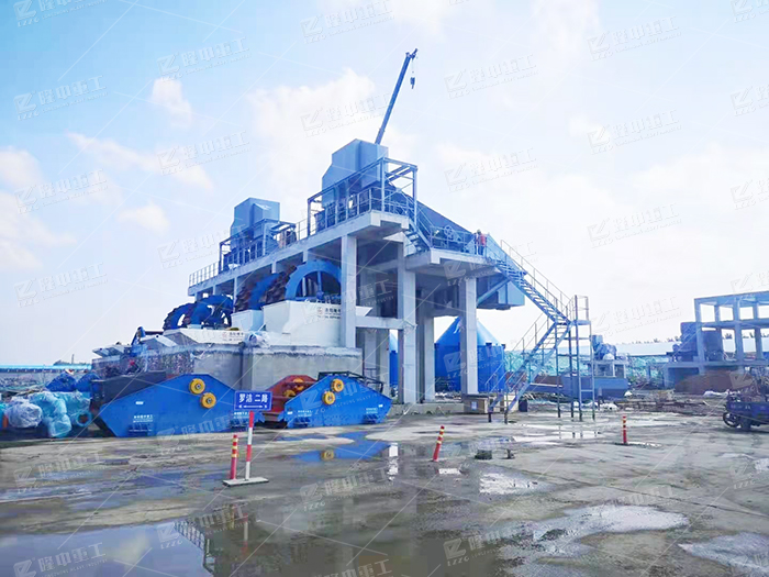 大型洗砂机设备工作现场，水洗石粉沙机型号介绍(图1)