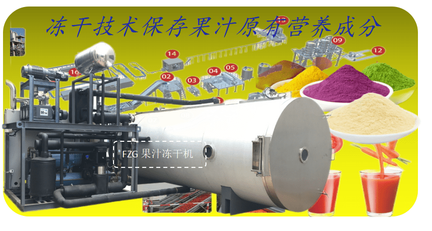 果汁冻干生产线和果汁冻干机成套设备(图1)